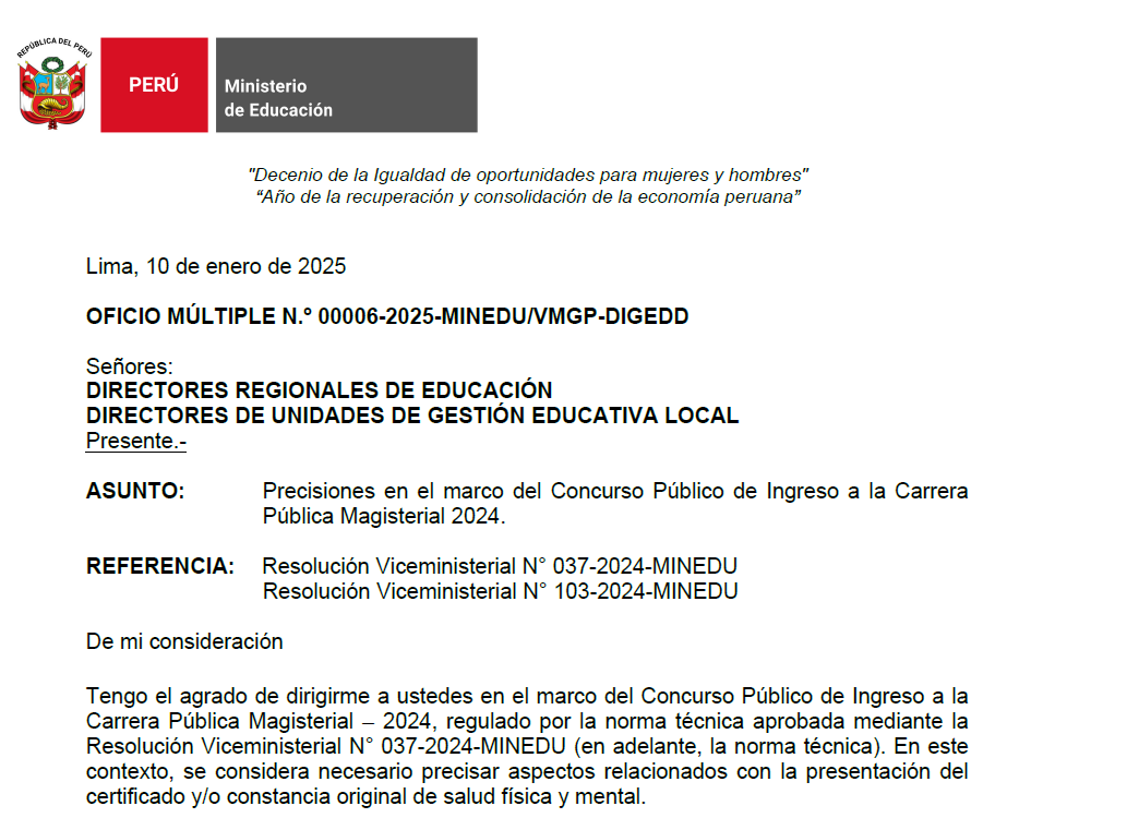 Certificado de salud Física y Mental para el nombramiento docente