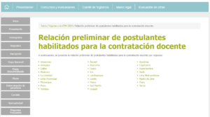 Relación Preliminar de Docentes para el contrato docente 2025