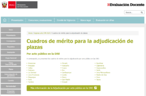 Cuadro de méritos para el nombramiento docente etapa DRE